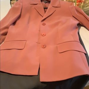 Women’s suit~ salmon blush blazer and gray skirt